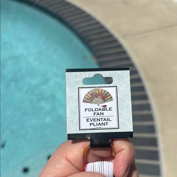 Red Colorful Floral Hand Fan - Picture 4 of 4